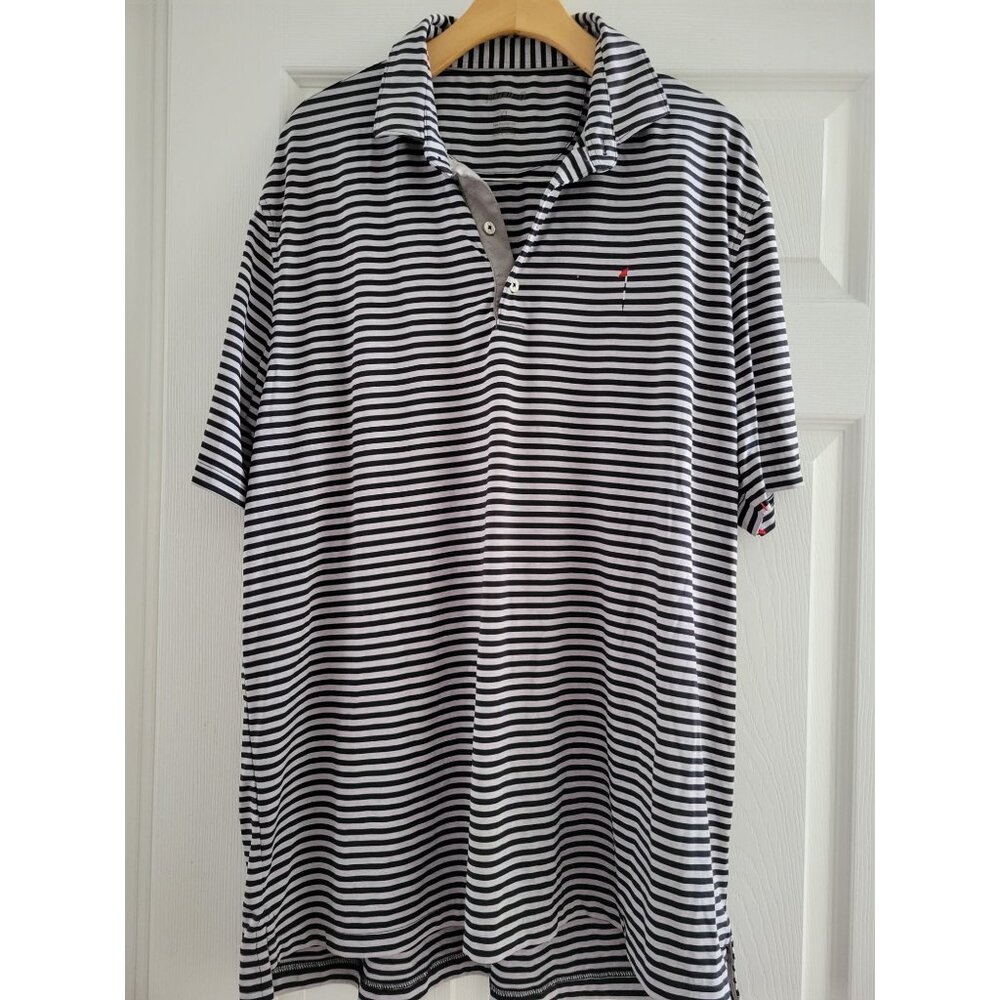 Johnnie O Mens Black Striped Polo Size XL Performance golf Active Stretch
